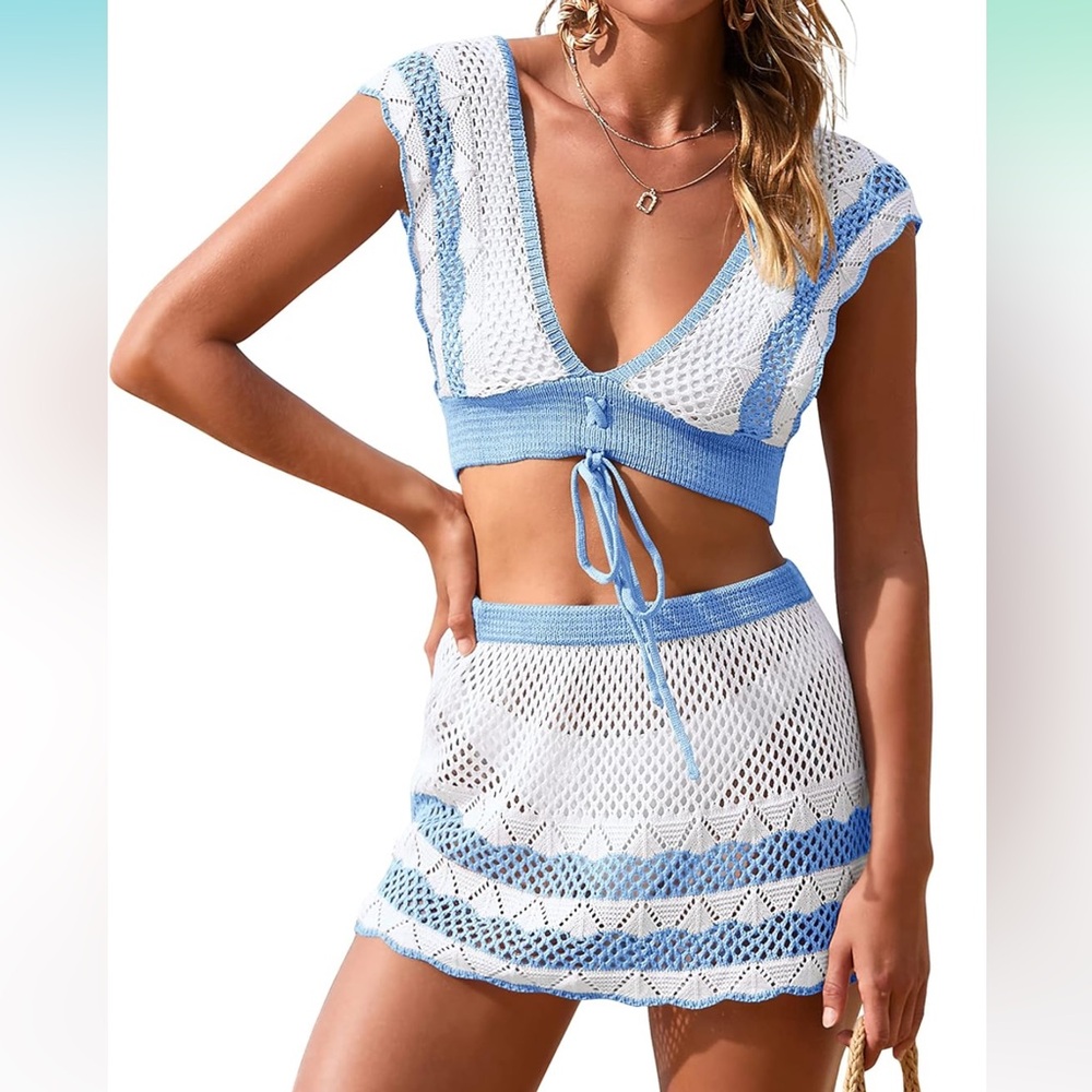 MEROKEETY Women's Crochet Cover Up